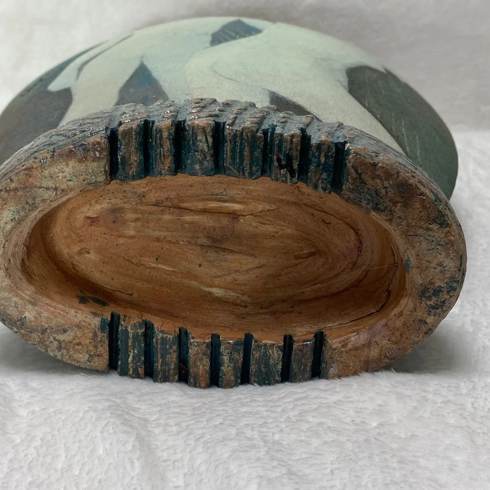 Unique Pottery Ceramic Signed Vase Abstract Design‎ Nude Couple Textured Base